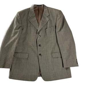 Ninno Vela 100% Wool Blazer Brown Gray‎ Herringbone Jacket Mens 44L